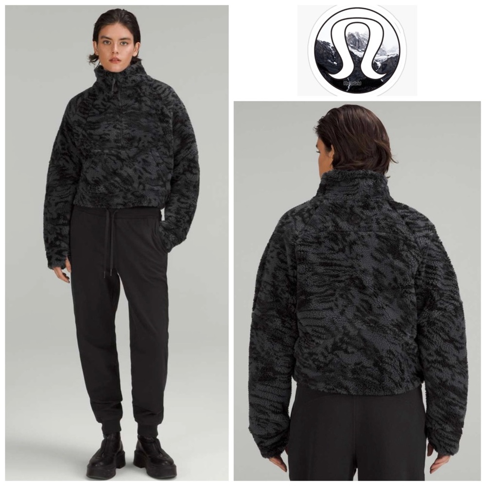 Lululemon Sz XS/S Scuba Oversized Fleece Funnel Neck *Jacquard Camo Carbon Black